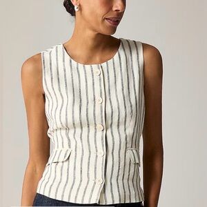 NWT J.Crew Crewneck vest in striped linen size 6